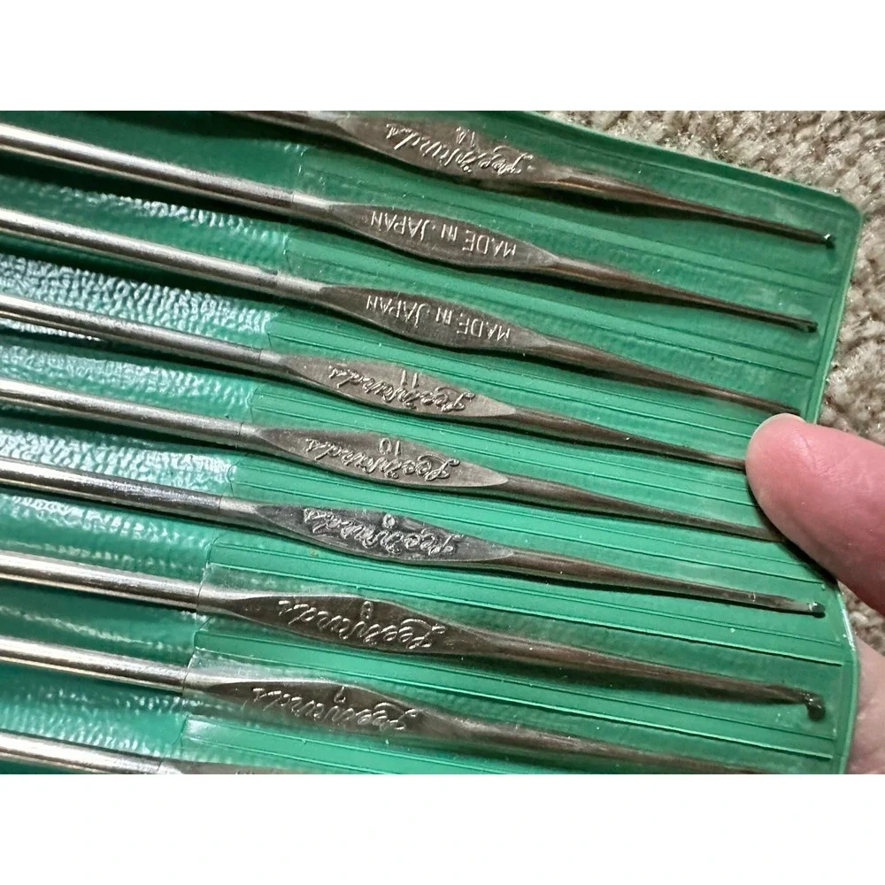 Lee‎ Wards Steel Crochet Hook Set Japan Exclusive In Original Vintage Green Case